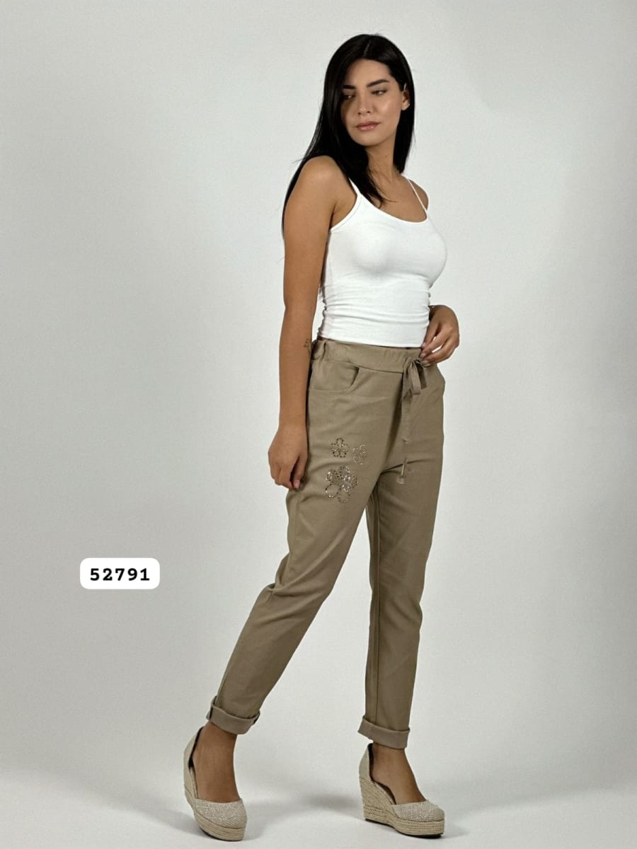 Jogger Elasticado Flores Brillantes A4-922