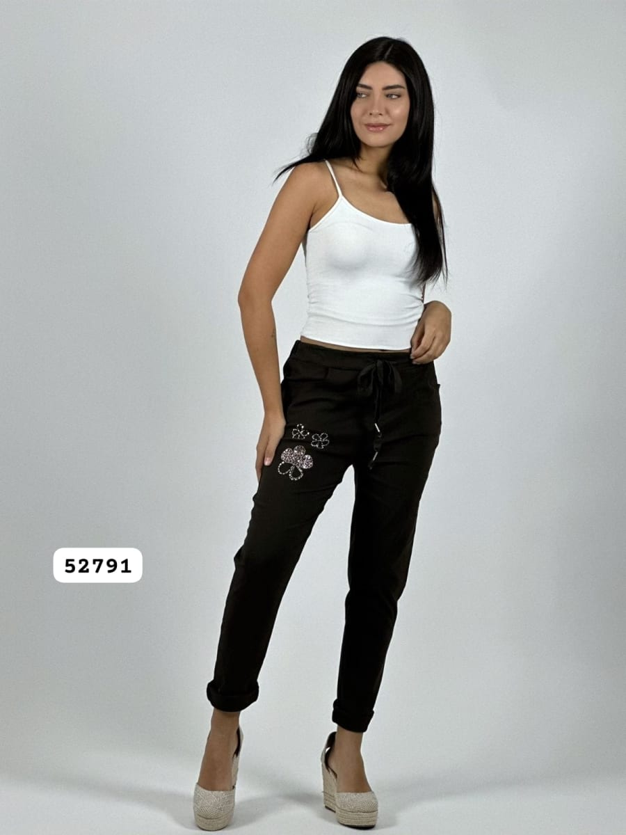 Jogger Elasticado Flores Brillantes A4-925