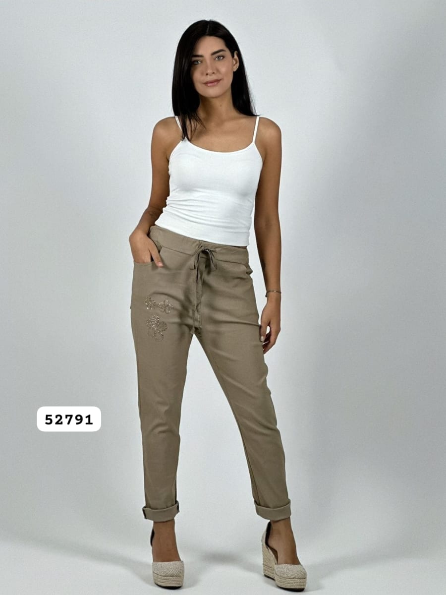Jogger Elasticado Flores Brillantes A4-921