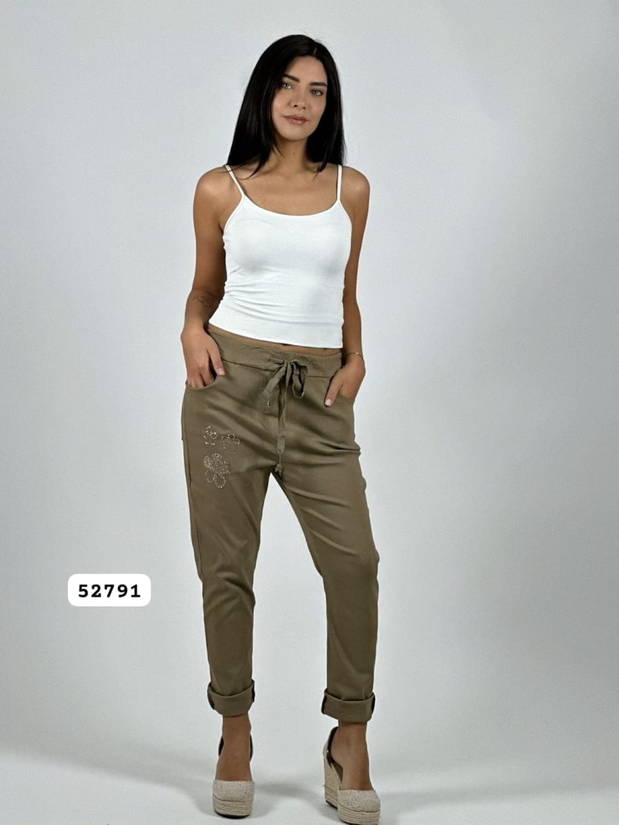 Jogger Elasticado Flores Brillantes A4-928