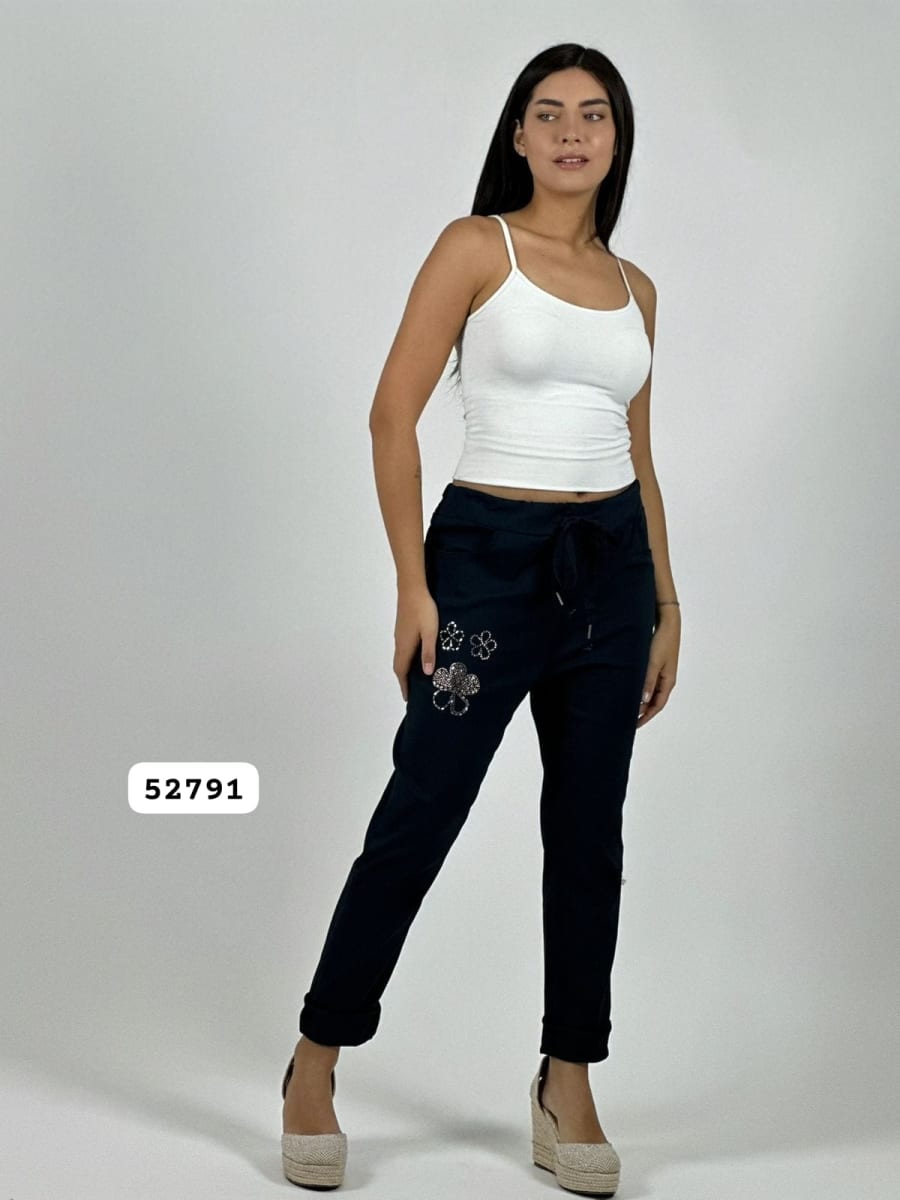 Jogger Elasticado Flores Brillantes A4-9212