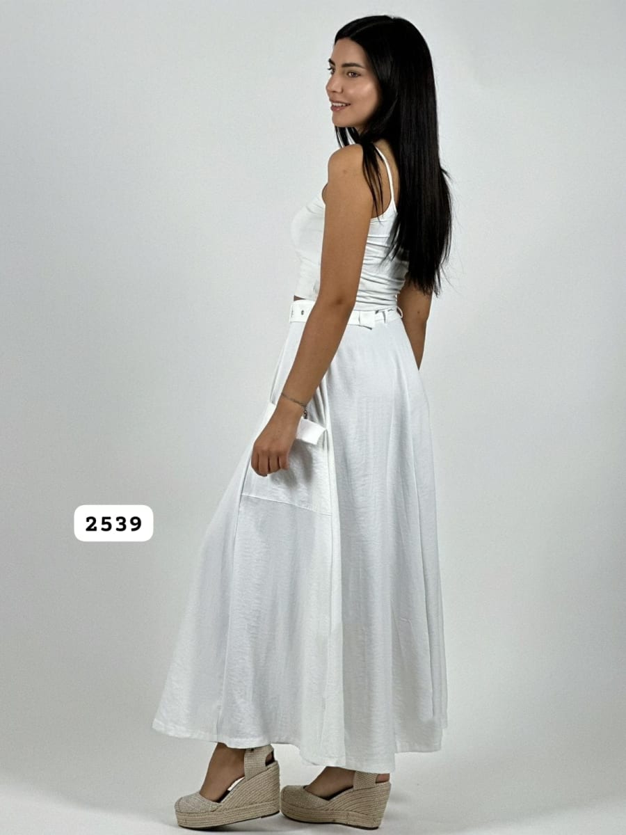 Falda Larga Cey Cinturon y Cierre A4-903