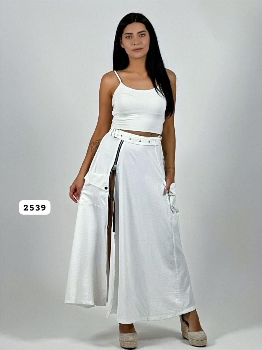 Falda Larga Cey Cinturon y Cierre A4-901