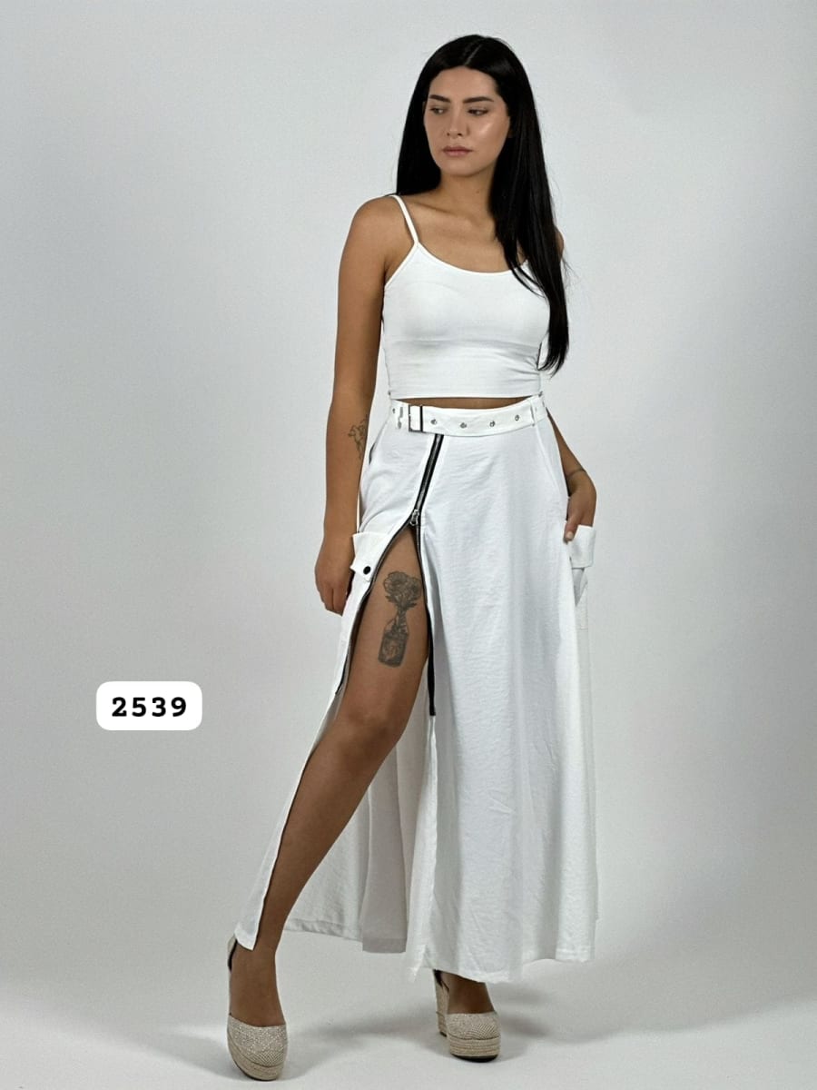 Falda Larga Cey Cinturon y Cierre A4-904