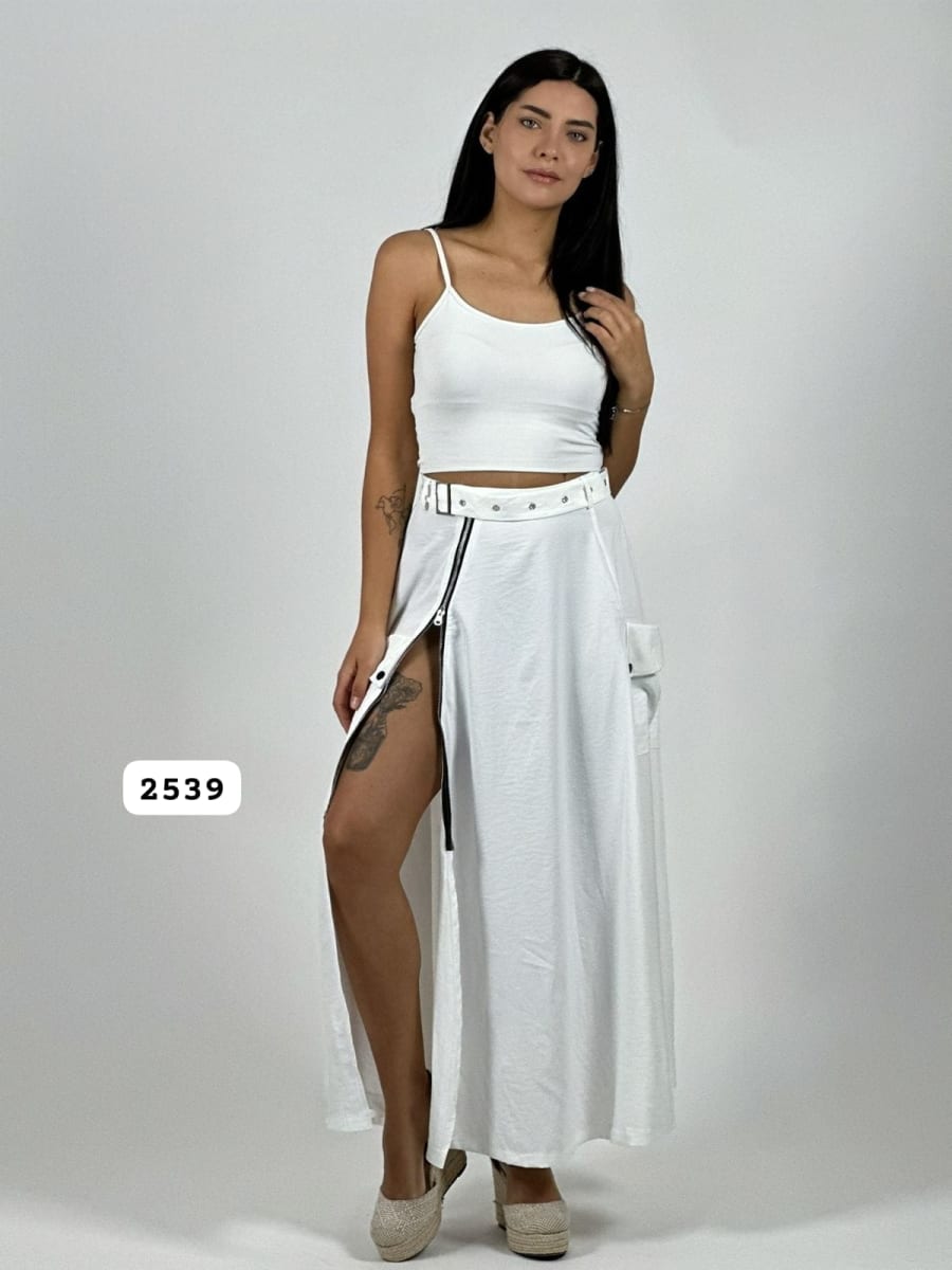 Falda Larga Cey Cinturon y Cierre A4-902