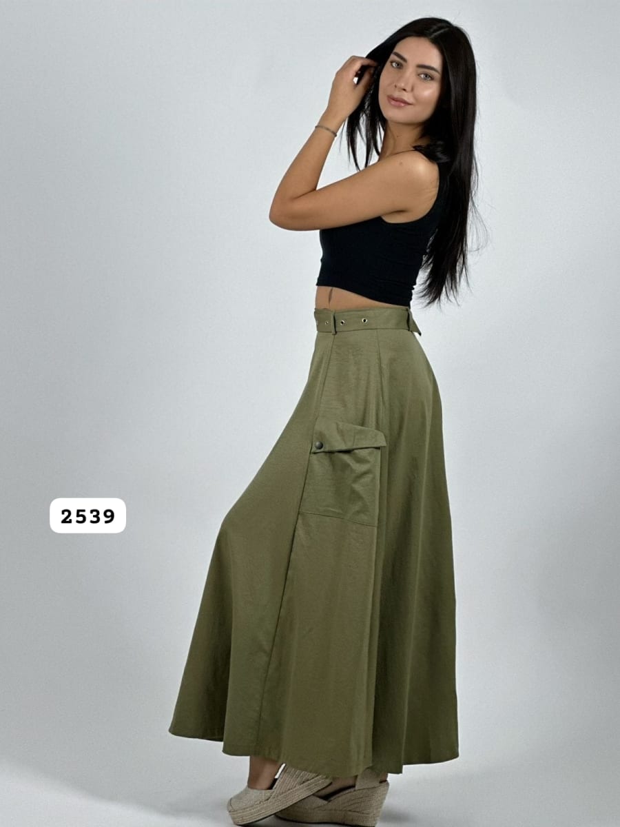 Falda Larga Cey Cinturon y Cierre A4-907