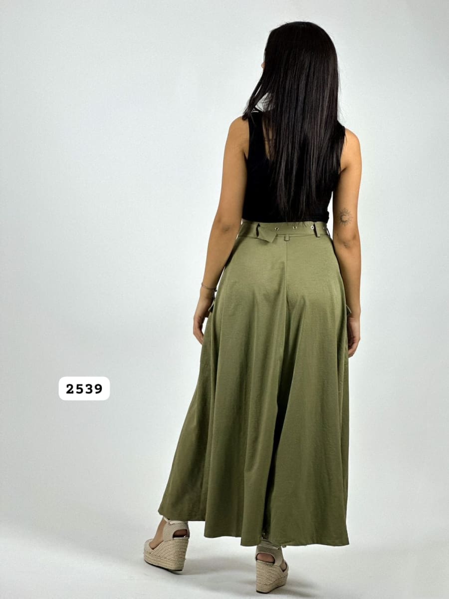 Falda Larga Cey Cinturon y Cierre A4-908