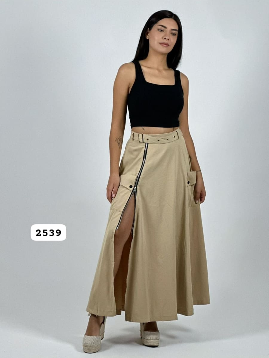 Falda Larga Cey Cinturon y Cierre A4-9010