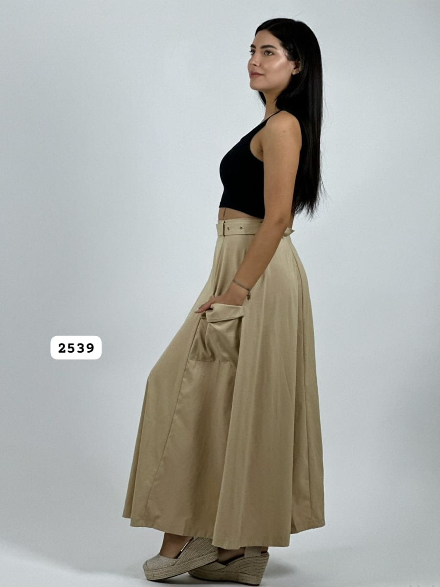 Falda Larga Cey Cinturon y Cierre A4-9011