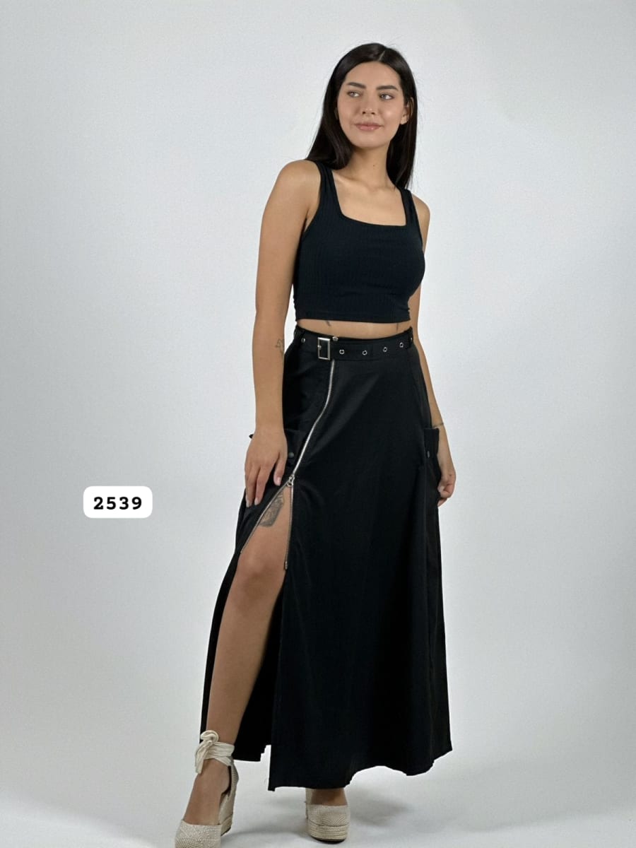 Falda Larga Cey Cinturon y Cierre A4-9013