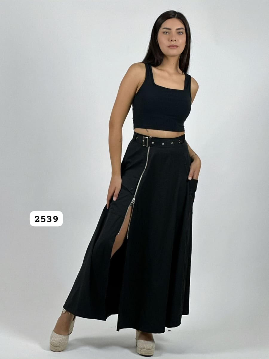 Falda Larga Cey Cinturon y Cierre A4-9014
