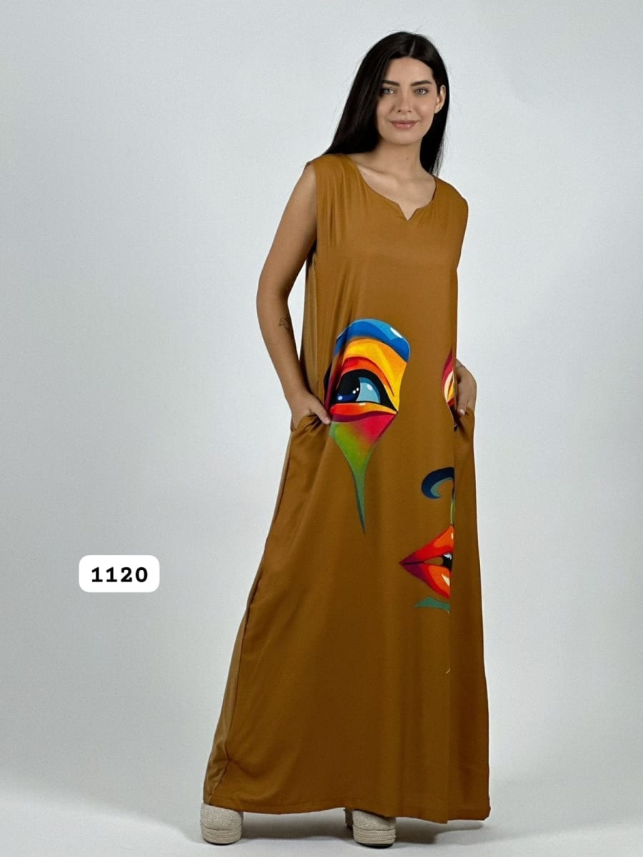 MaxiVestido Sublimado Rostro Colorido A3-82B1
