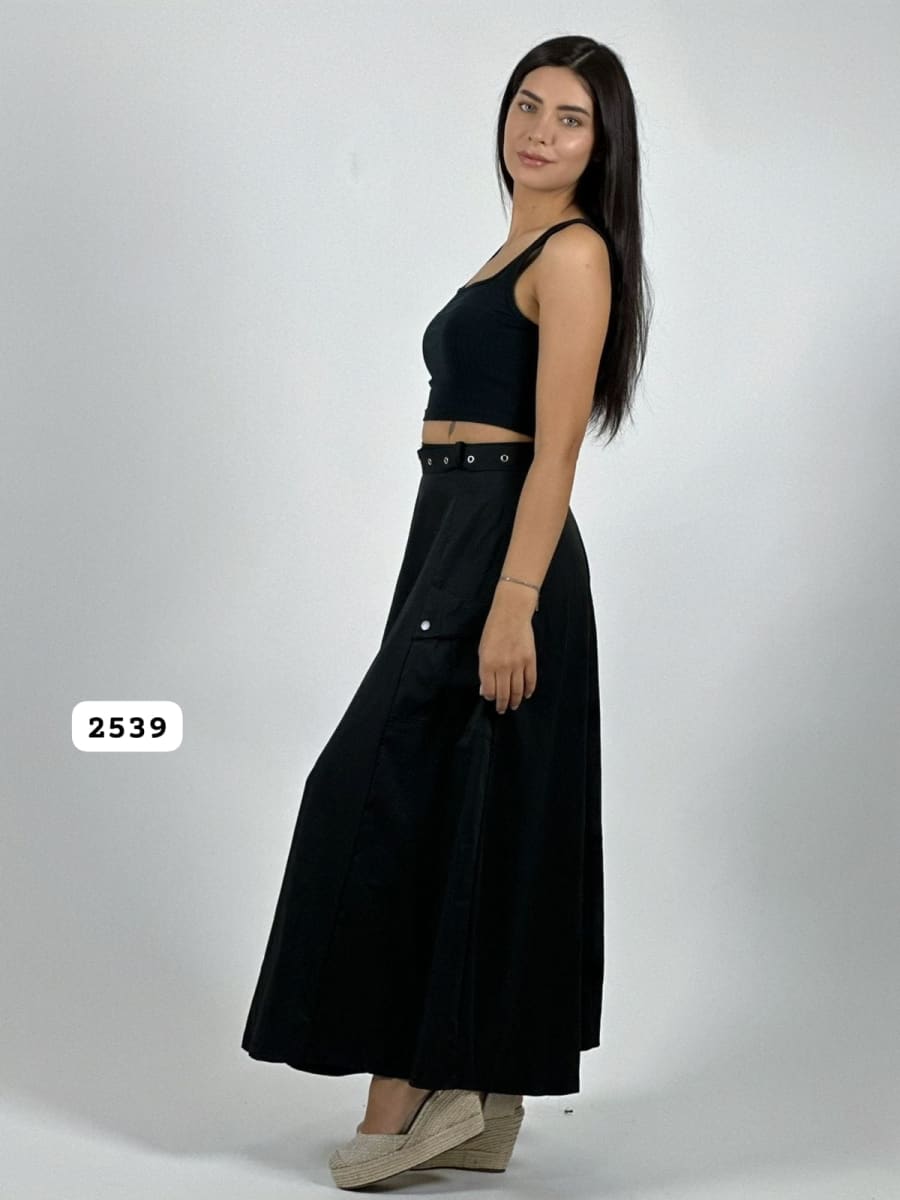 Falda Larga Cey Cinturon y Cierre A4-9015