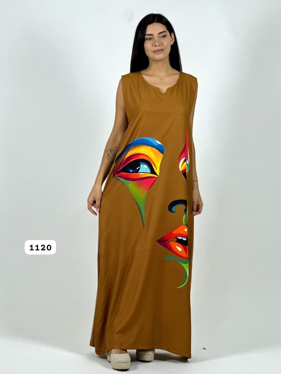 MaxiVestido Sublimado Rostro Colorido A3-82B2