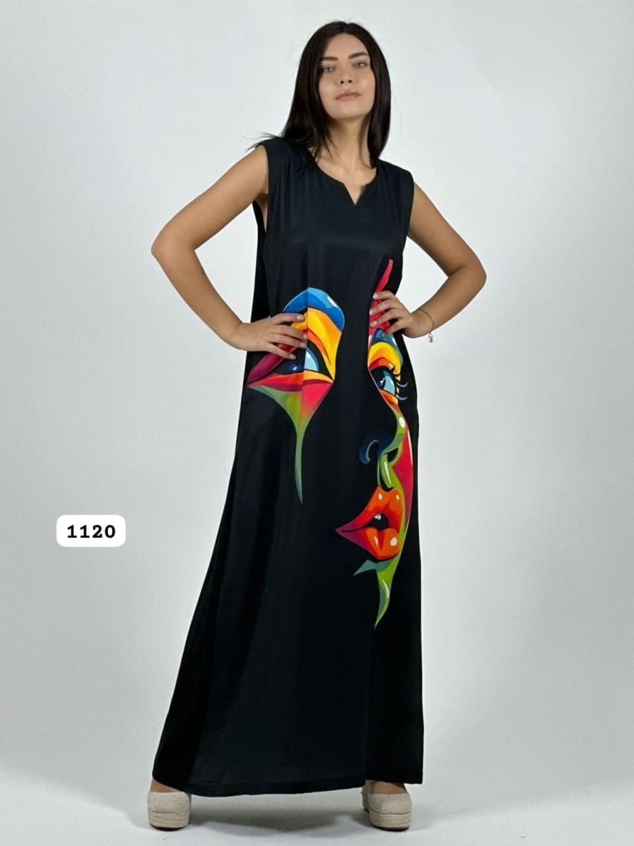 MaxiVestido Sublimado Rostro Colorido A3-82B6