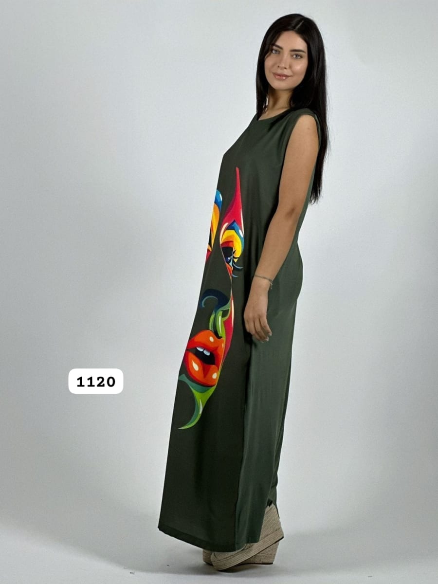 MaxiVestido Sublimado Rostro Colorido A3-82B10