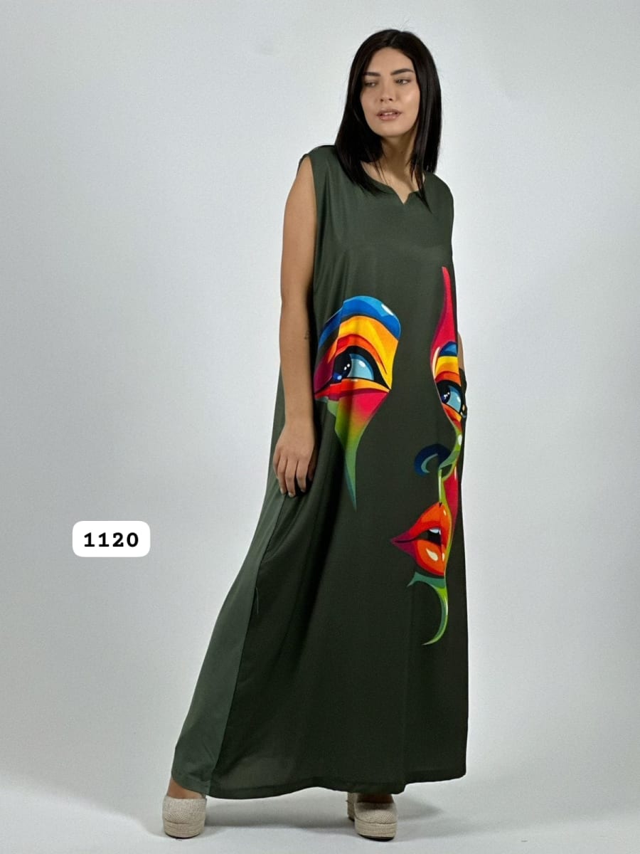 MaxiVestido Sublimado Rostro Colorido A3-82B9