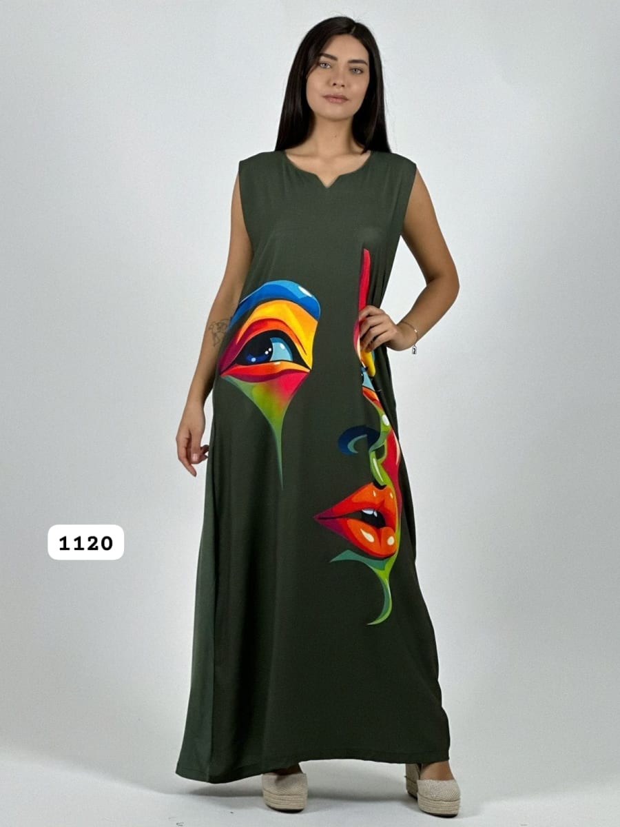 MaxiVestido Sublimado Rostro Colorido A3-82B8