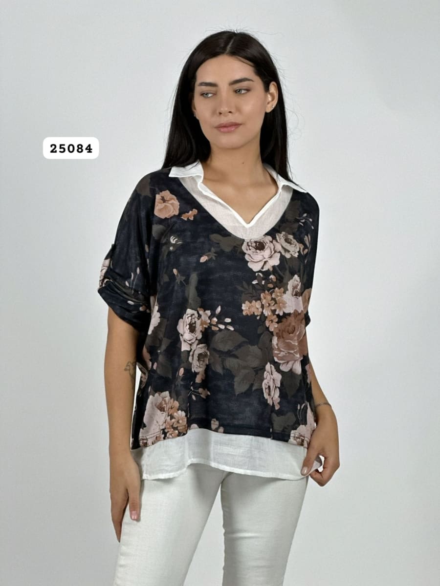 Blusa Diseño Italiano Estampado Floral A4-892