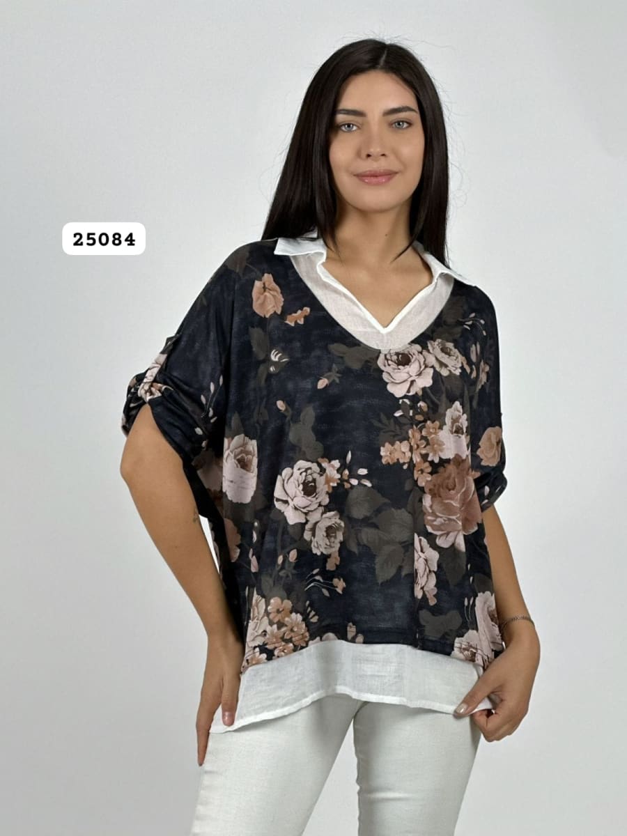 Blusa Diseño Italiano Estampado Floral A4-891