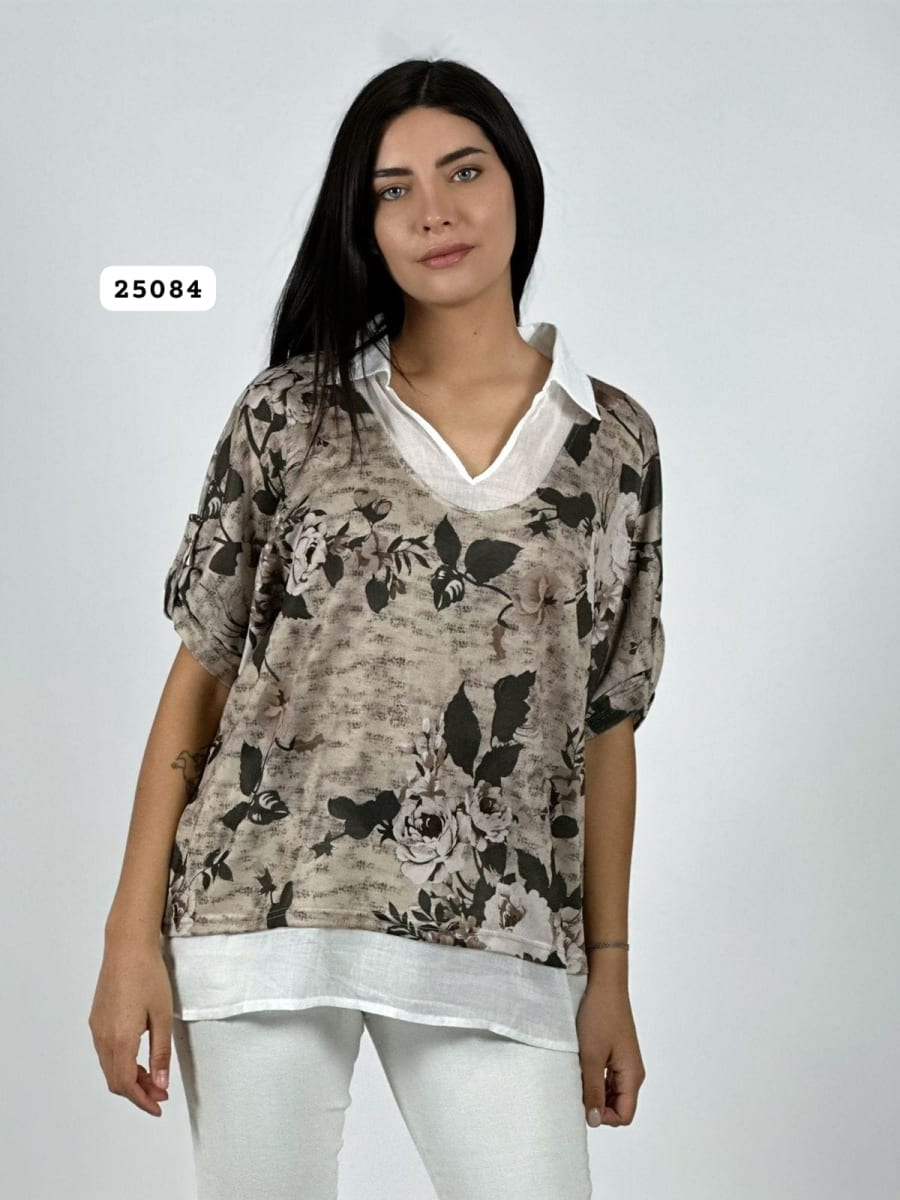 Blusa Diseño Italiano Estampado Floral A4-894