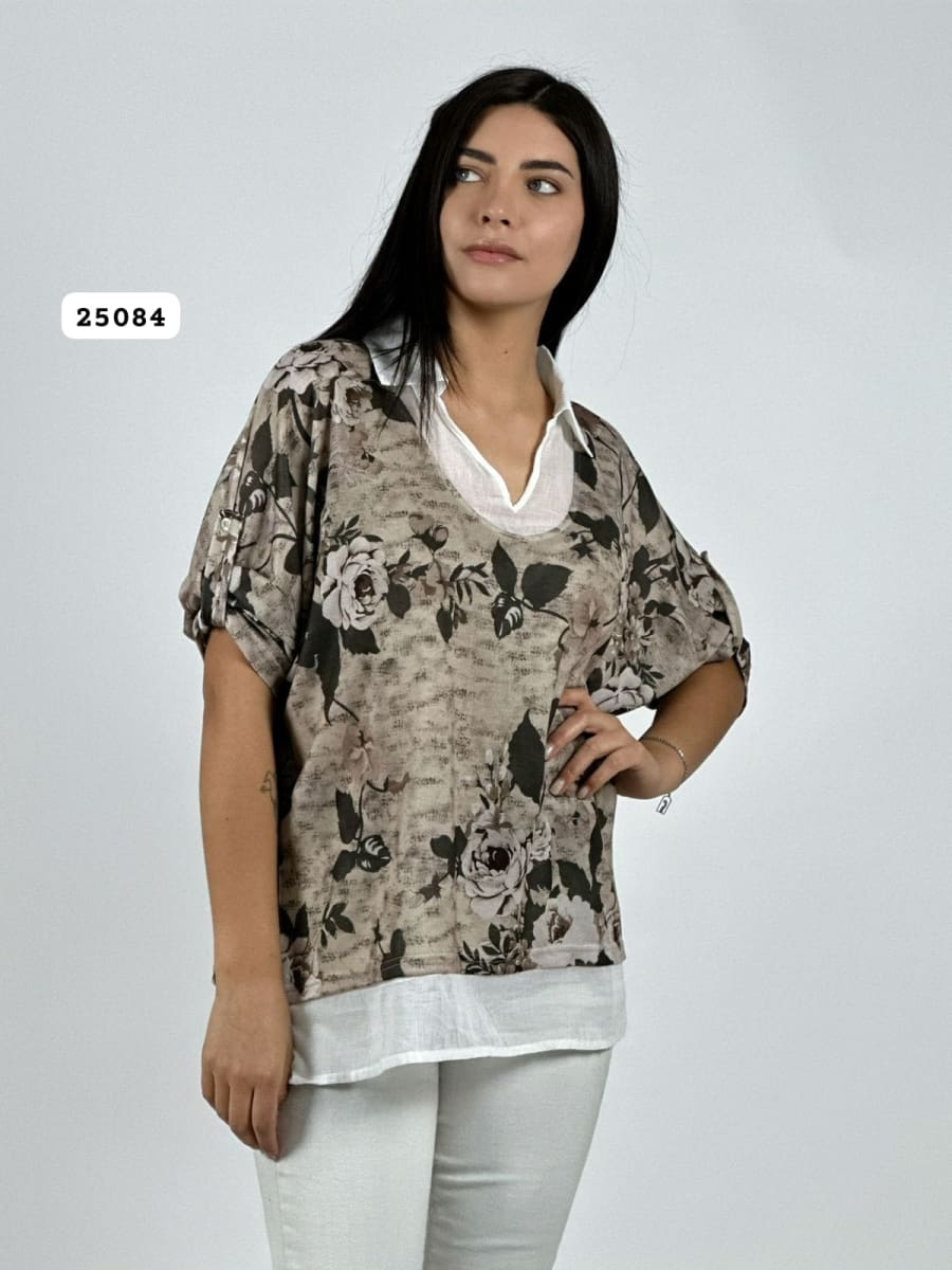 Blusa Diseño Italiano Estampado Floral A4-895