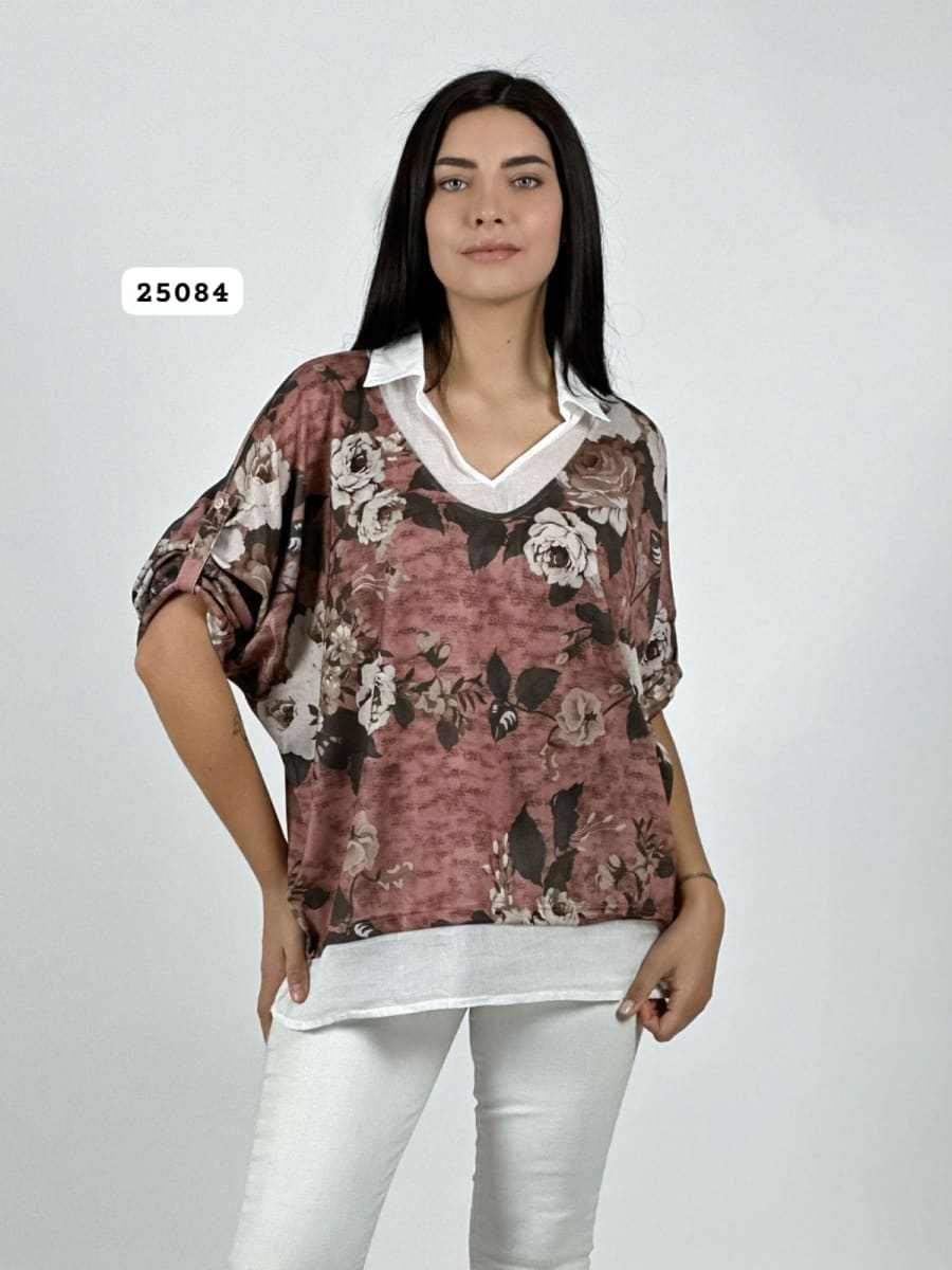 Blusa Diseño Italiano Estampado Floral A4-898