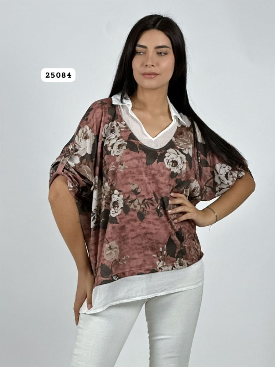 Blusa Diseño Italiano Estampado Floral A4-897