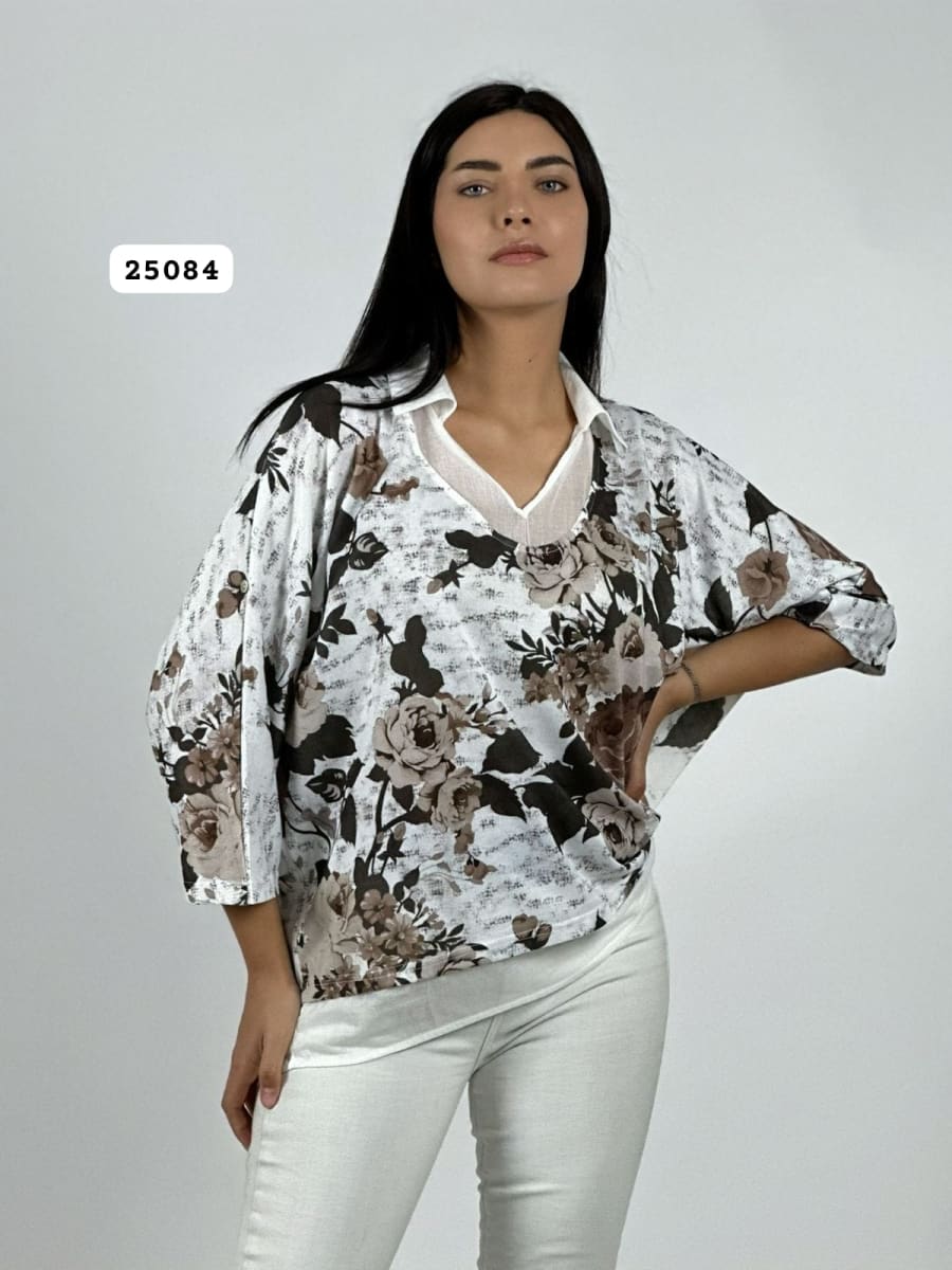Blusa Diseño Italiano Estampado Floral A4-8911
