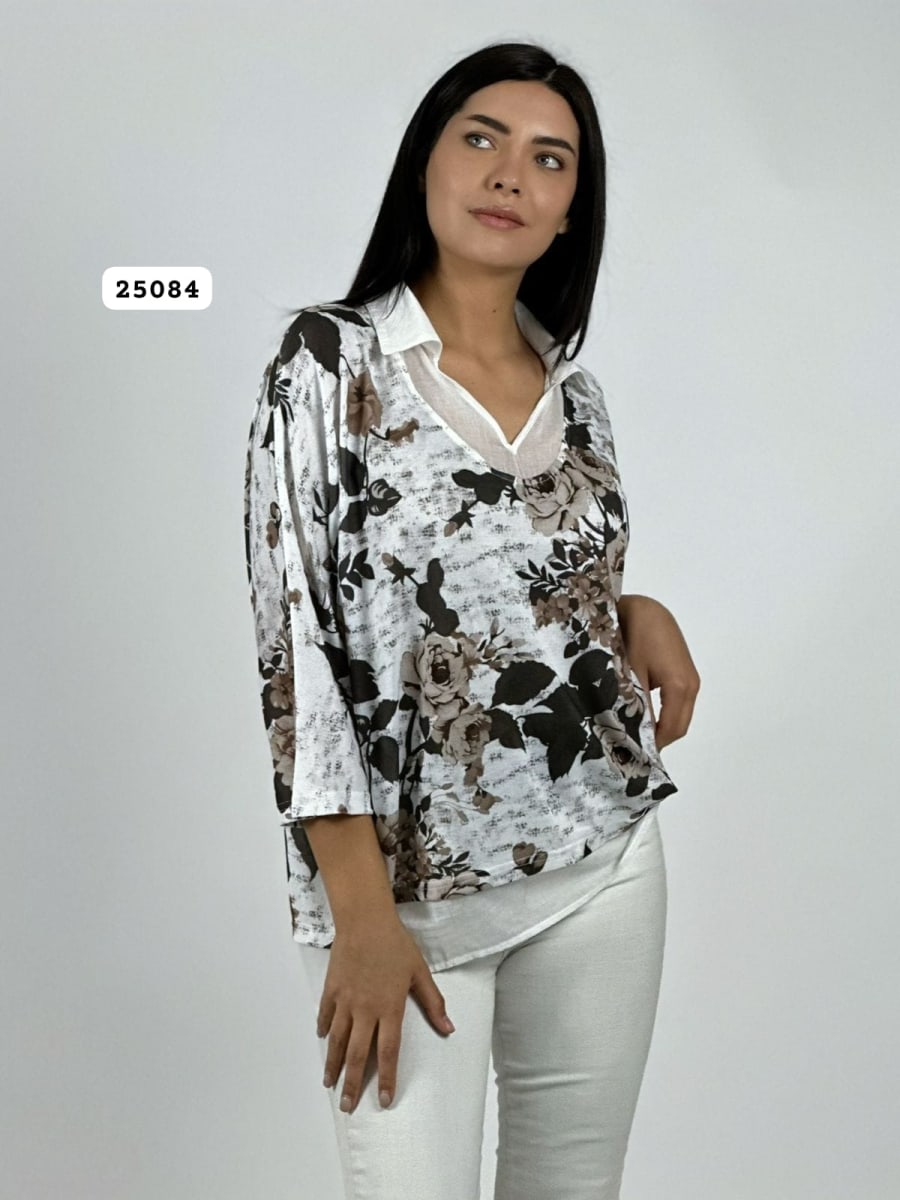 Blusa Diseño Italiano Estampado Floral A4-8912