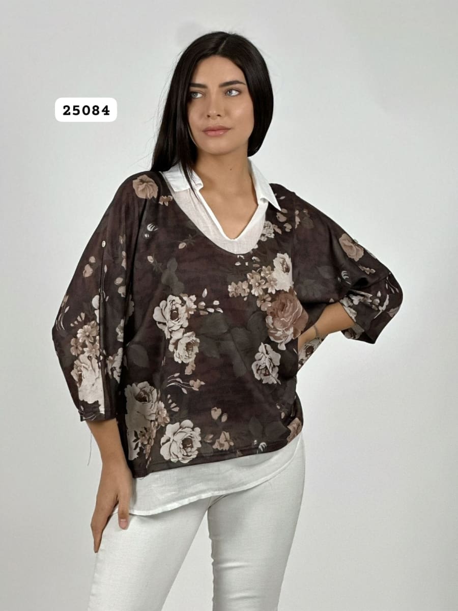 Blusa Diseño Italiano Estampado Floral A4-8914
