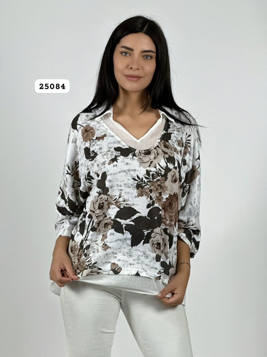 Blusa Diseño Italiano Estampado Floral A4-8910