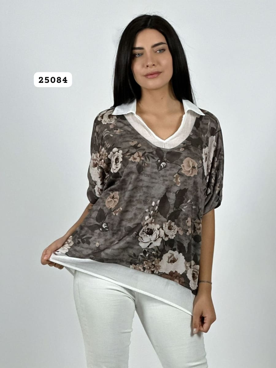 Blusa Diseño Italiano Estampado Floral A4-8916