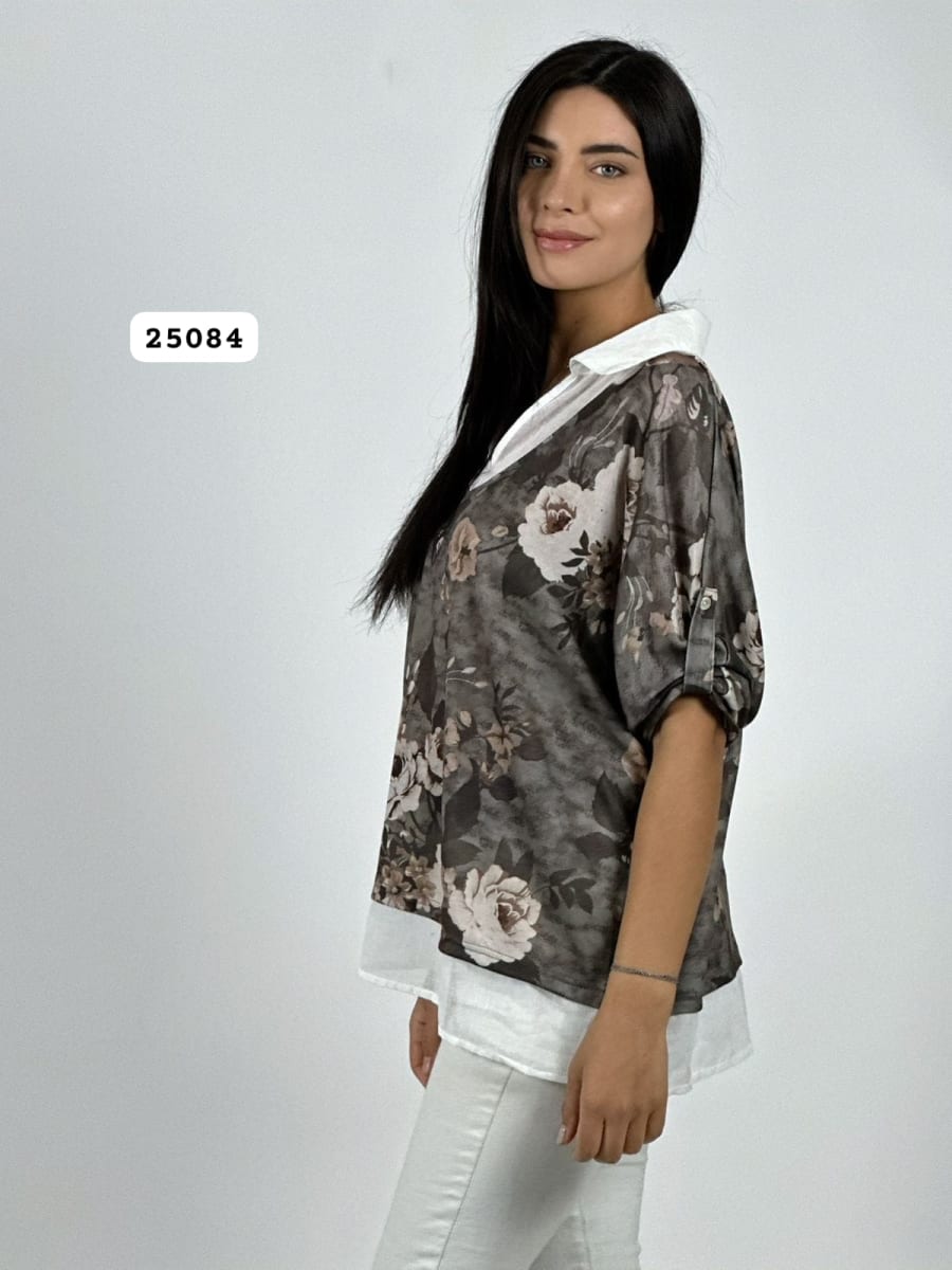 Blusa Diseño Italiano Estampado Floral A4-8918