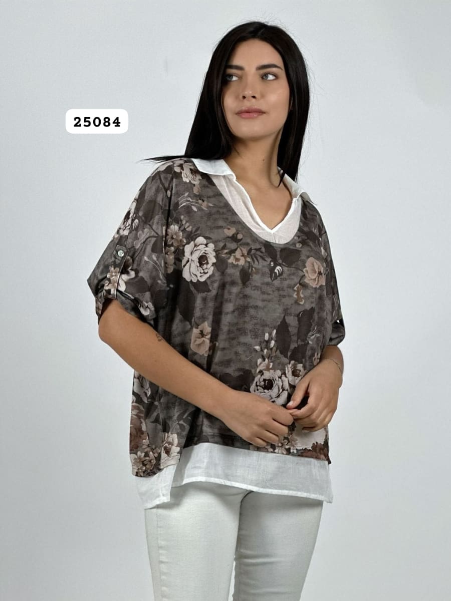 Blusa Diseño Italiano Estampado Floral A4-8917