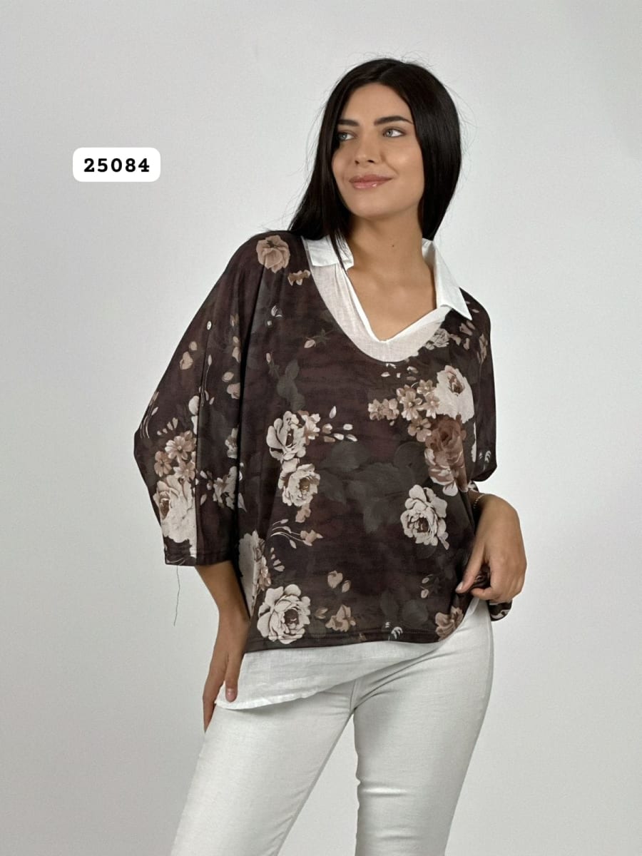 Blusa Diseño Italiano Estampado Floral A4-8913