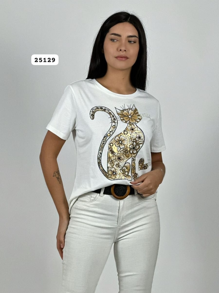 Polera Algodon Gato Boho A1-182