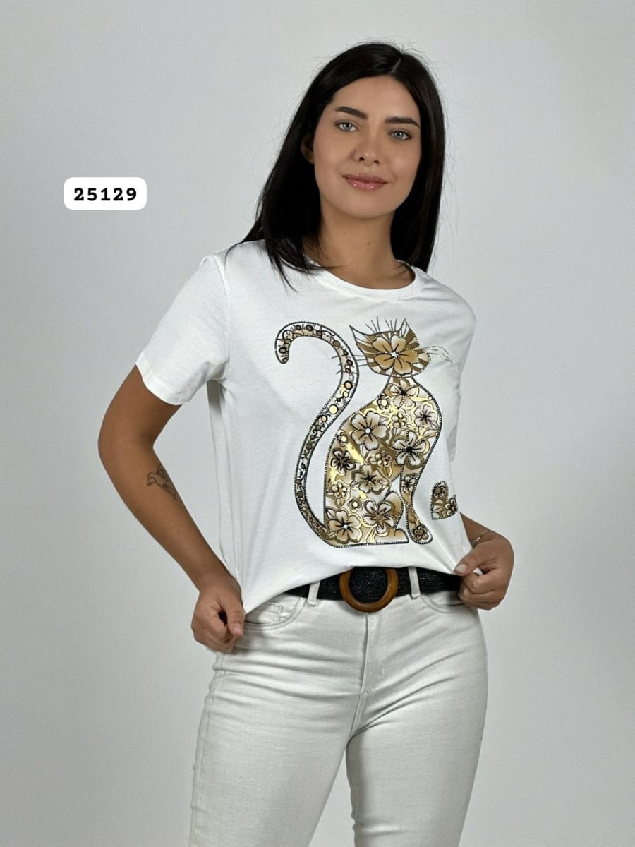 Polera Algodon Gato Boho A1-181