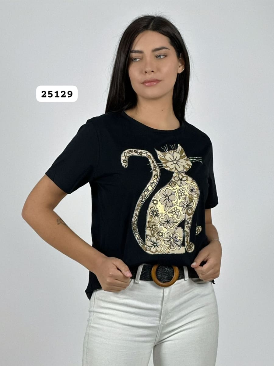 Polera Algodon Gato Boho A1-188