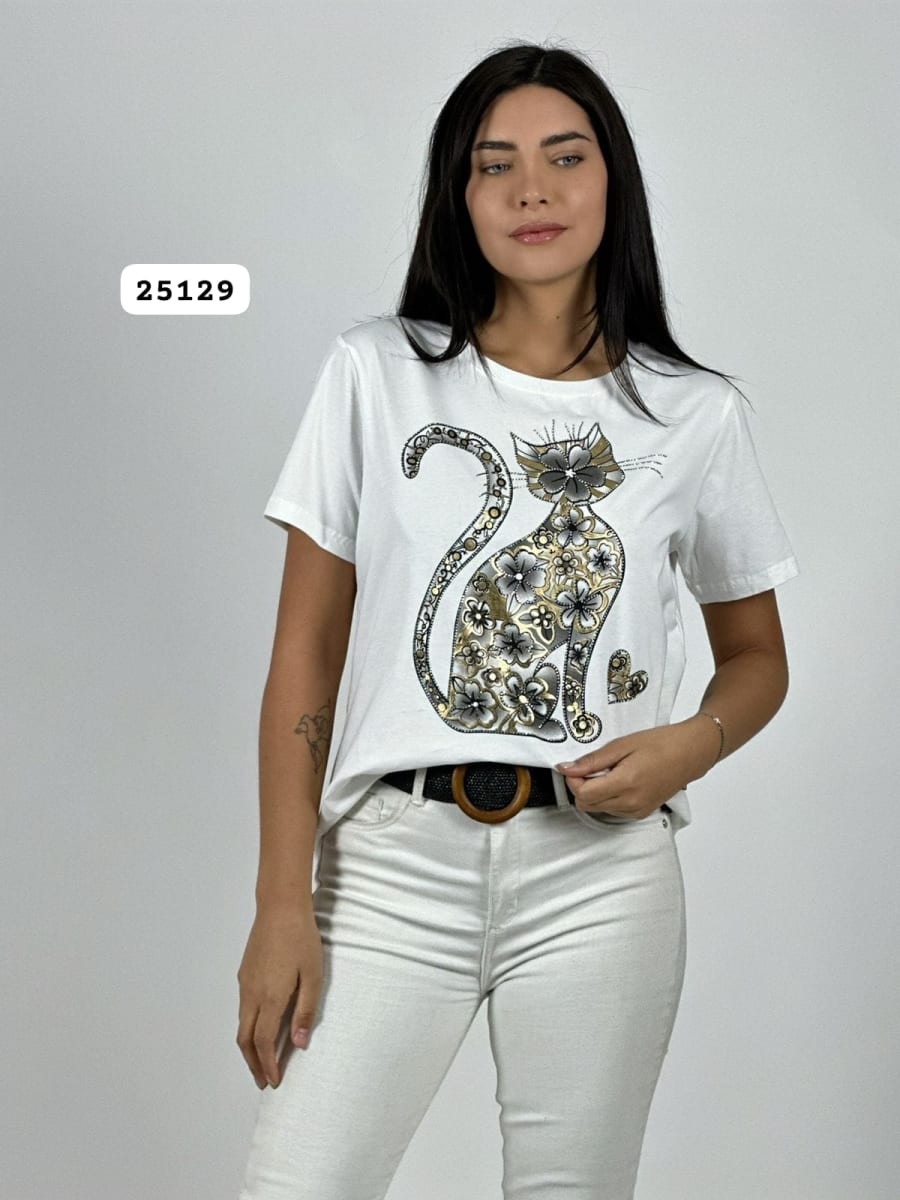 Polera Algodon Gato Boho A1-1813