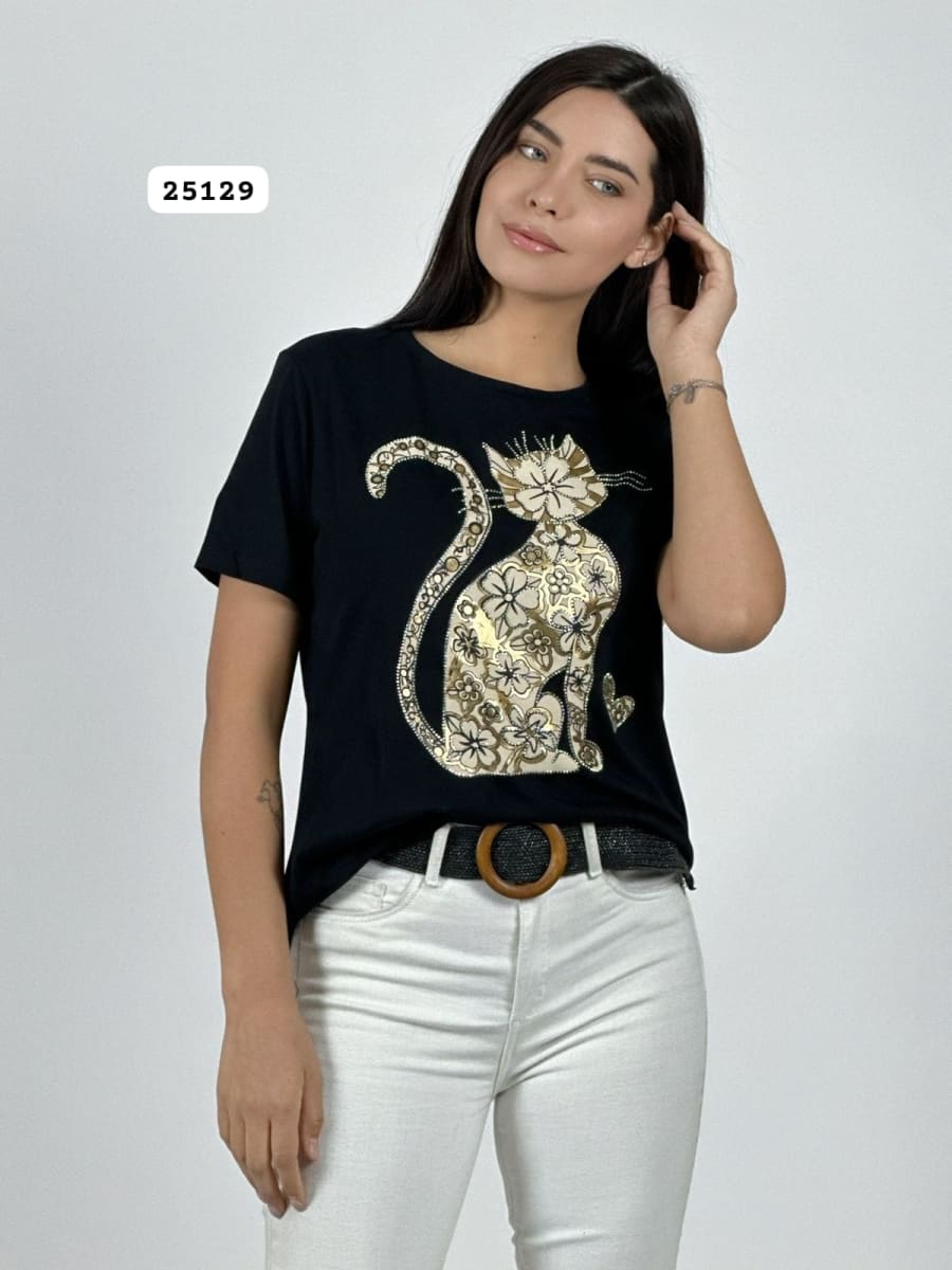 Polera Algodon Gato Boho A1-187