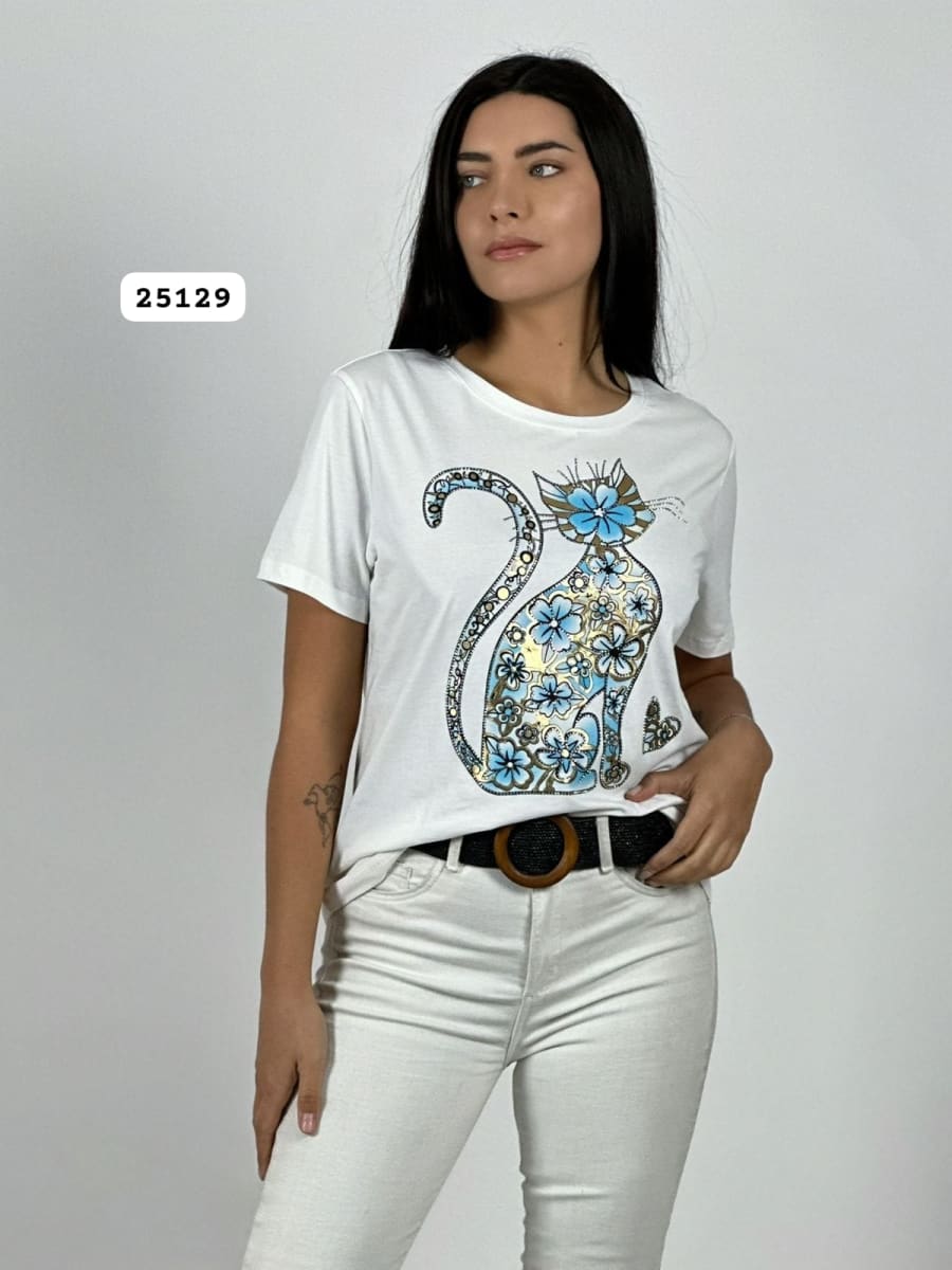Polera Algodon Gato Boho A1-184