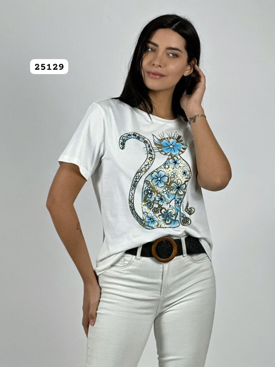 Polera Algodon Gato Boho A1-185