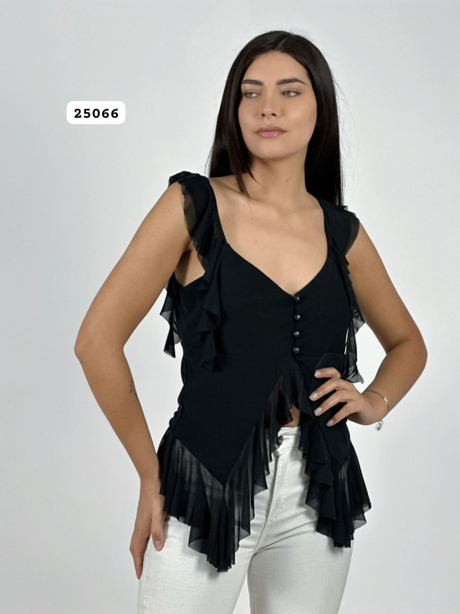 Polero Boho abotonada con Vuelo A4-894