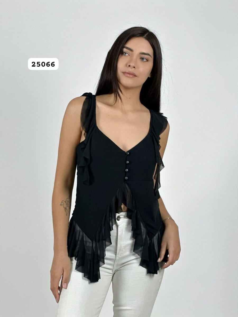 Polero Boho abotonada con Vuelo A4-895