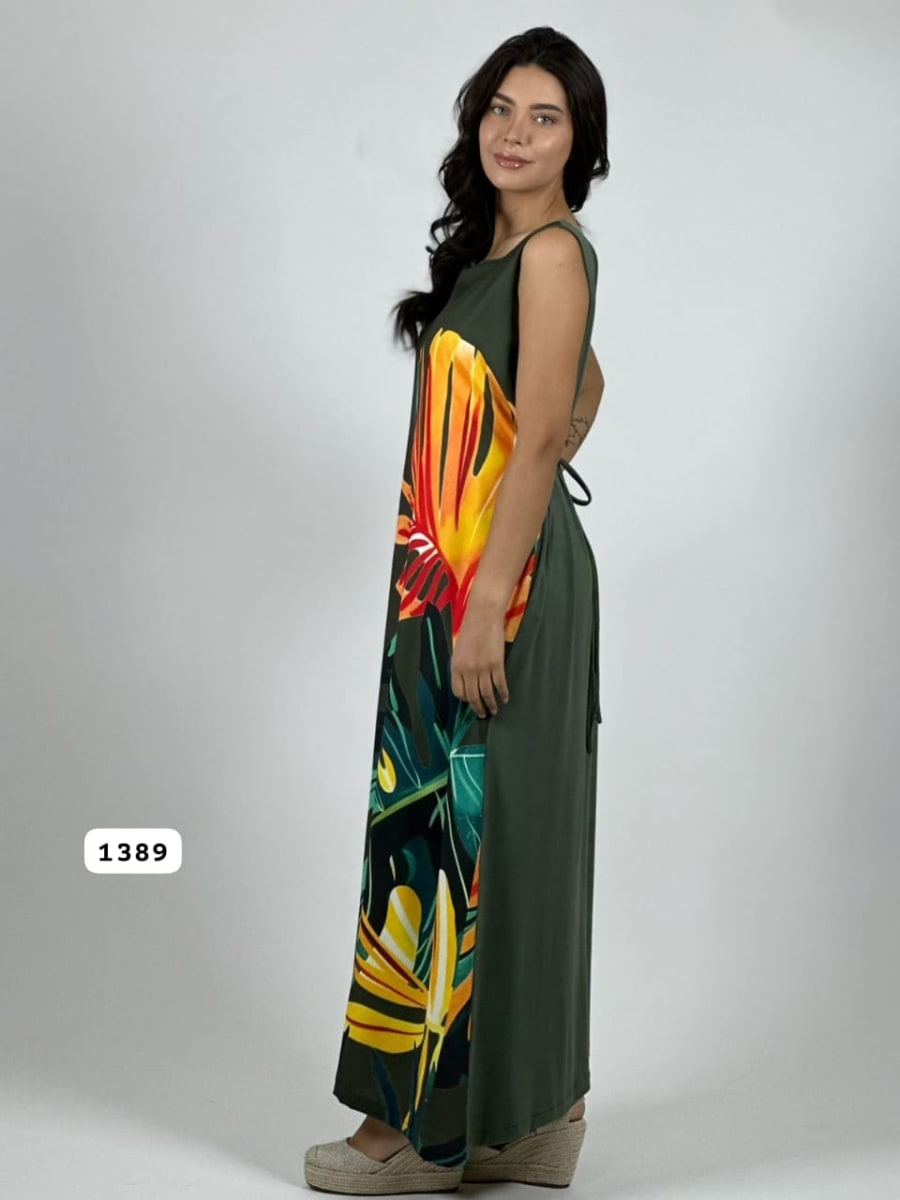 Vestido Cey Sublimado Hojas A3-803