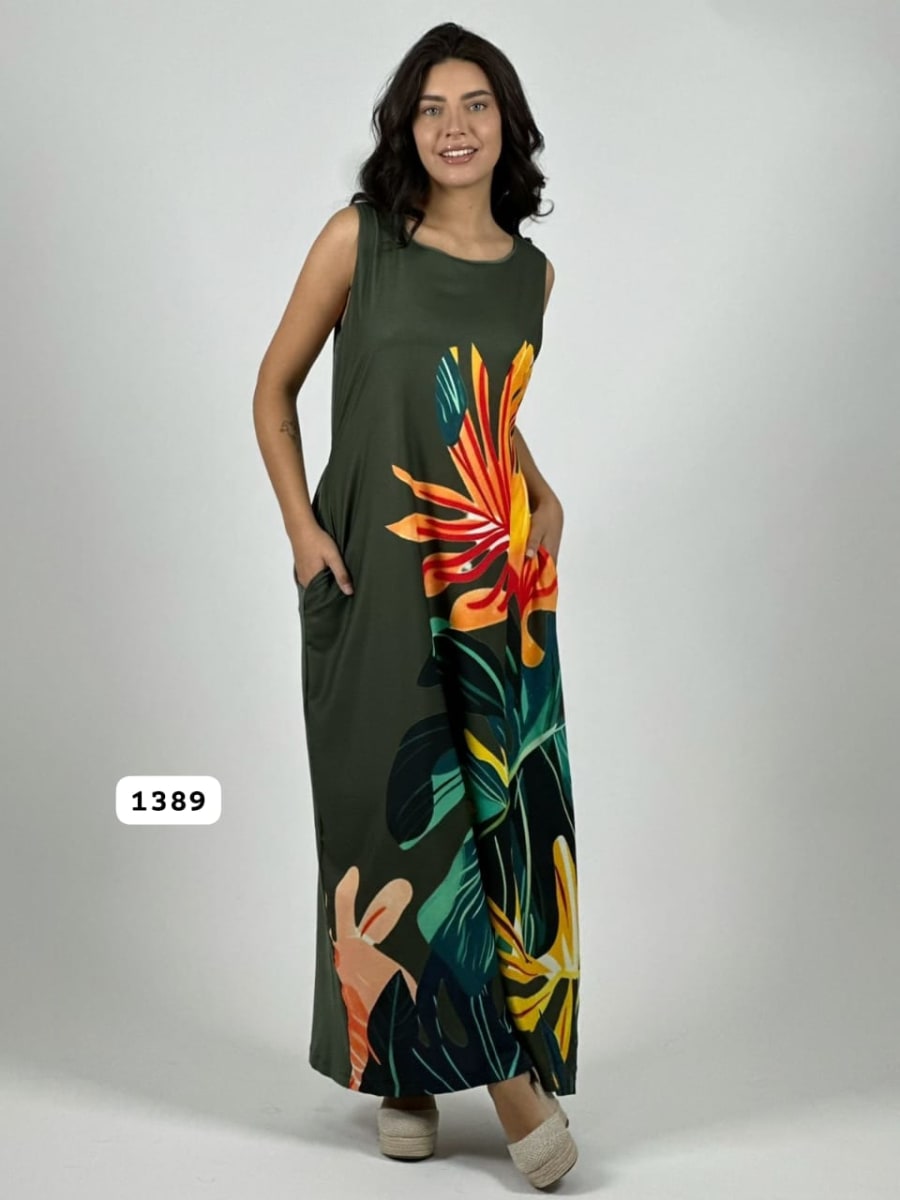 Vestido Cey Sublimado Hojas A3-802