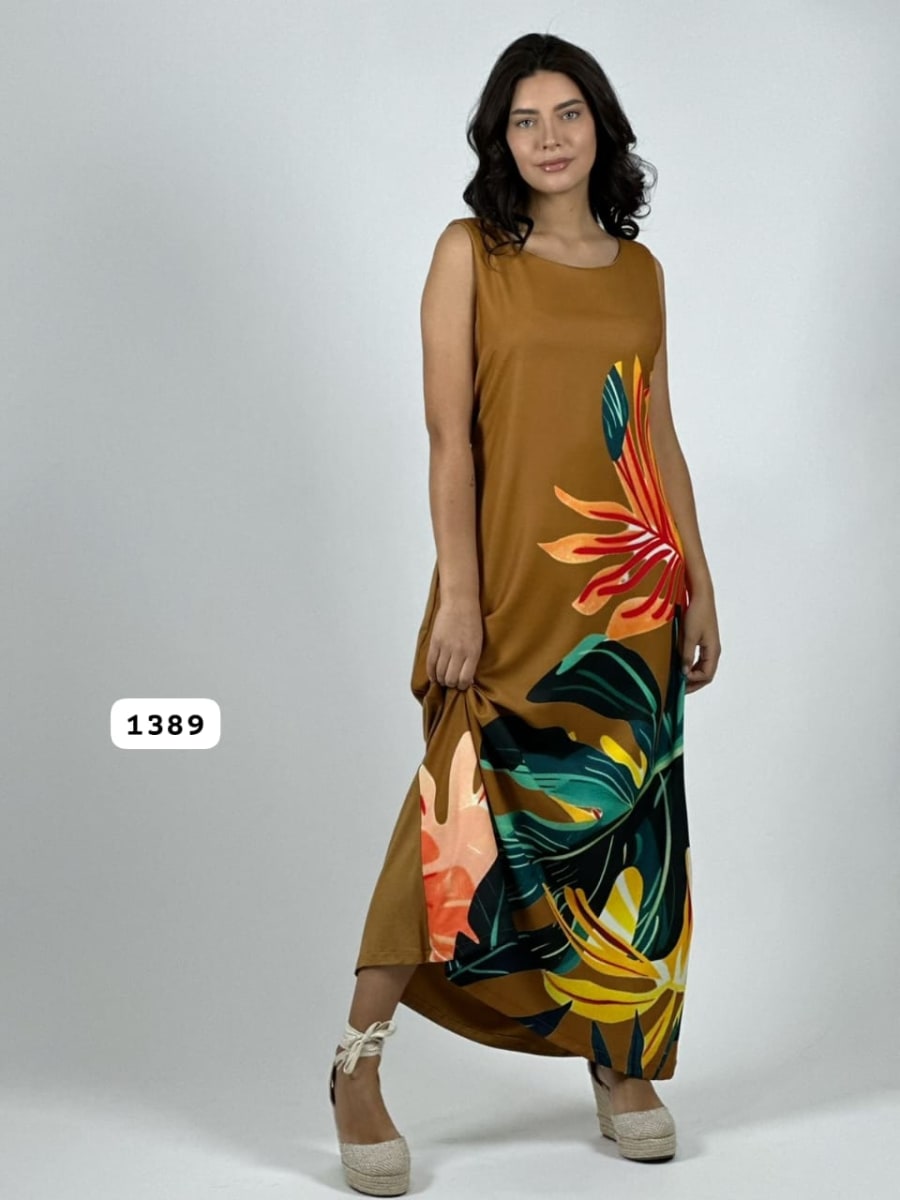 Vestido Cey Sublimado Hojas A3-806