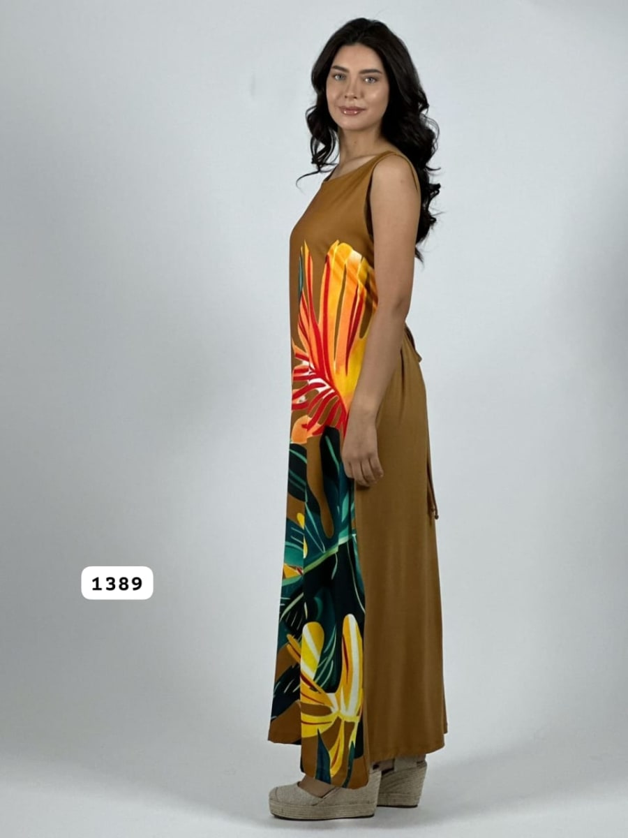Vestido Cey Sublimado Hojas A3-807