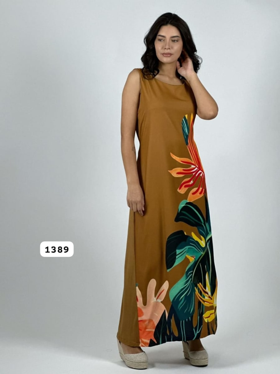 Vestido Cey Sublimado Hojas A3-804